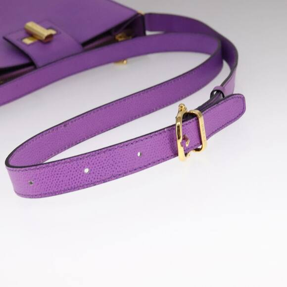 CELINE Shoulder Bag Leather Purple Gold - Picture 7 of 13